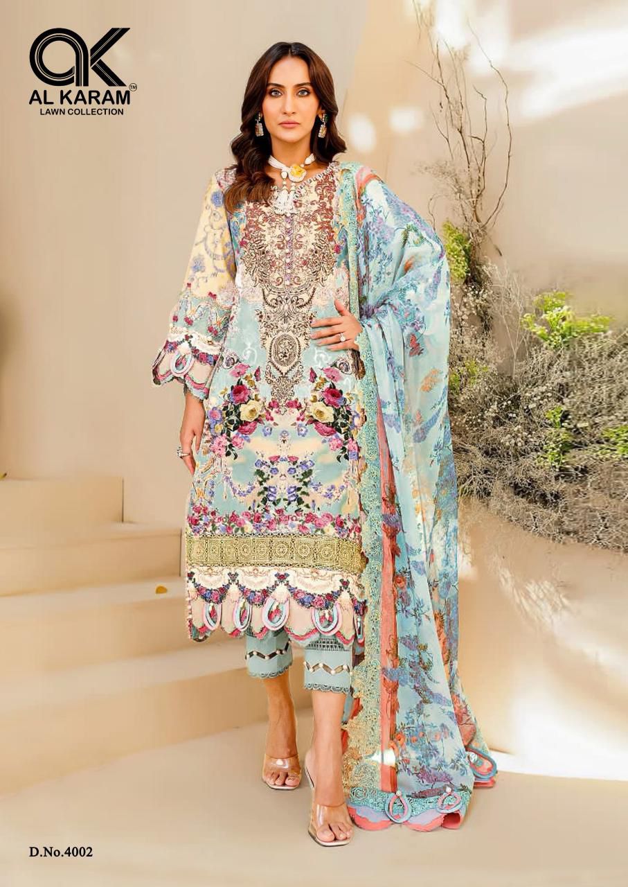 Firdous Vol 4 By Al Karam Cotton Printed Pakistani Dress Material Wholesale Online
